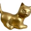 Vintage French Brass Crouching Cat Kitten Ornament Figurine Metal Desktop Desk Mantlepiece gift c1970-80's / EVE