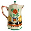 Vintage English Wade Clarice Cliff Art Deco Wade Heath Floral Hand Painted Style Tea Coffee Pot coffee tea maker pottery c1920-30's / EVE