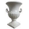 Vintage Italian White Ceramic Urn Trophy Cup Handled Vase Ornament Figurine Flower Plant Display Piece Prop c1970-80's / EVE