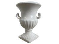 Vintage Italian White Ceramic Urn Trophy Cup Handled Vase Ornament Figurine Flower Plant Display Piece Prop c1970-80's / EVE