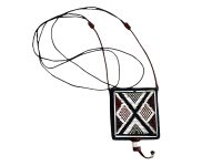 Vintage African Necklace Wallet Pouch Storage Tarnish Patina Jewellery Jewelry Leather circa 1980-90's / EVE