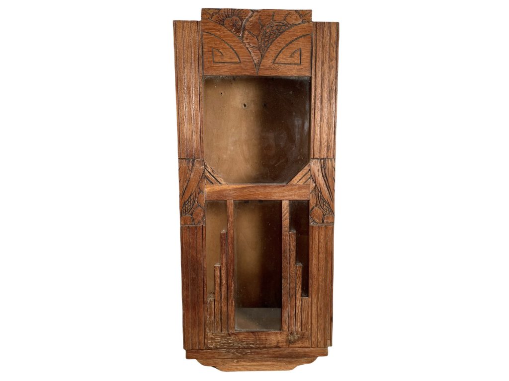 Antique French Clock Case Top Display Cabinet collections curio oddity unusual presentation wood glass window circa 1910’s / EVE