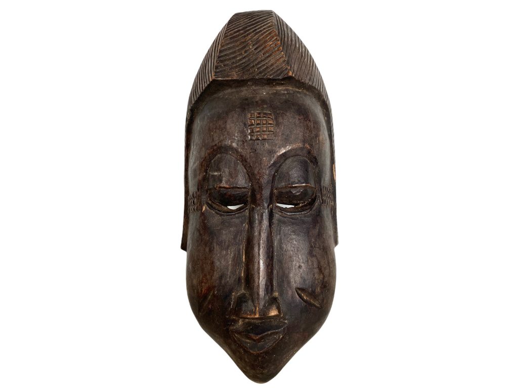 Vintage African Wooden Mask Hanging Wall Hanging Decor Carved Statue Carving Sculpture Wood Tribal Art Ornament c1970-80’s / EVE