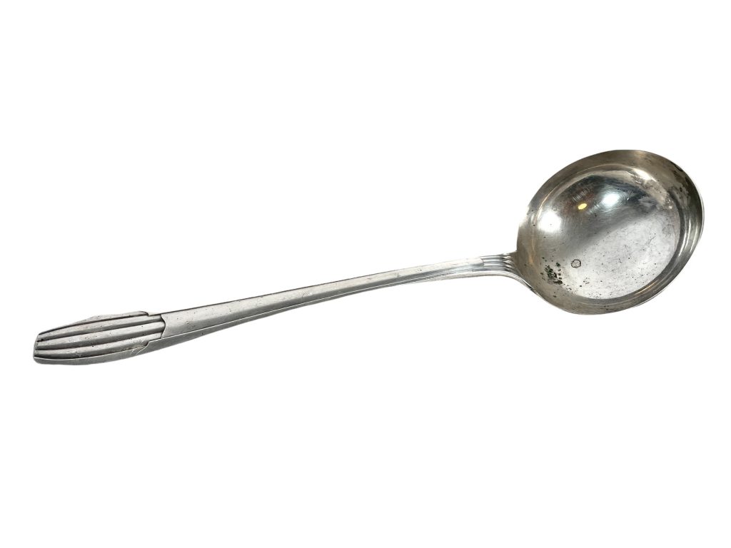 Antique French Pewter Silver Metal Curved Fancy Ladle Spoon Serving Server Soup Set circa 1910-20’s / EVE