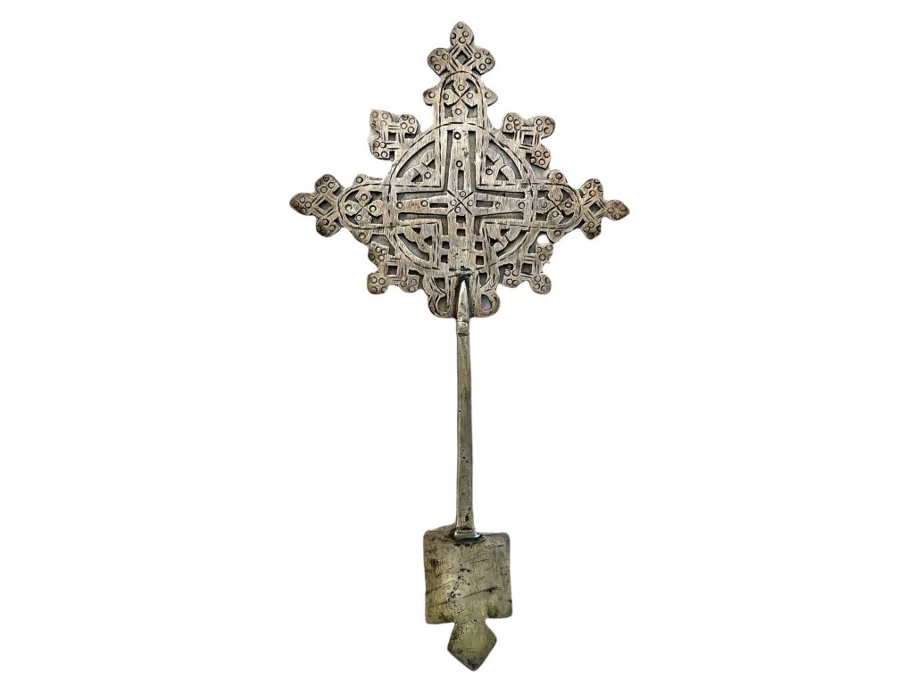 Vintage Ethiopian Silver Metal Cross Crucifix Christ With Patina Church Chapel Cross Religious Symbol Jesus c1960-70’s / EVE