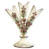 Antique French Bloom Flower Decorated Ceramic Pot Vase Container Storage Prop Decor Table Flowers Triple Stem c1900-10's / EVE