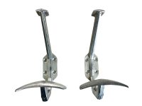 Vintage French Aluminium Metal Coat Hook Coat Rack Hooks Storage Door Wall Hanging Industrial Pair c1960-70's / EVE