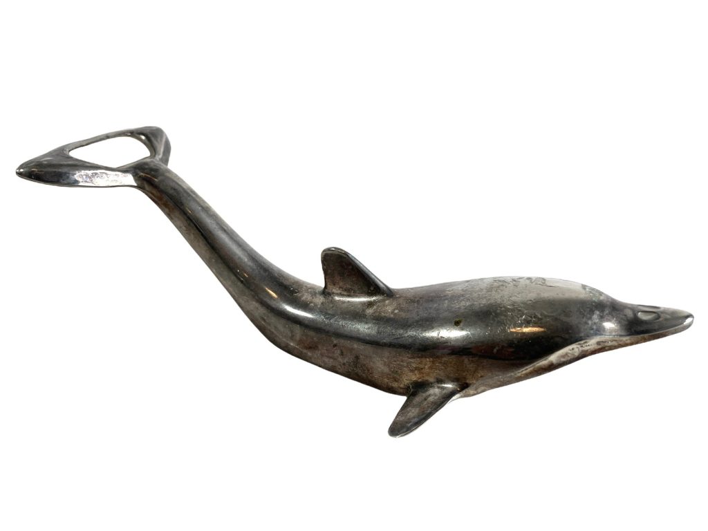 Vintage French Dolphin Shaped Metal Bottle Cap Top Opener Bar Decor Display Beer circa 1980-90’s / EVE