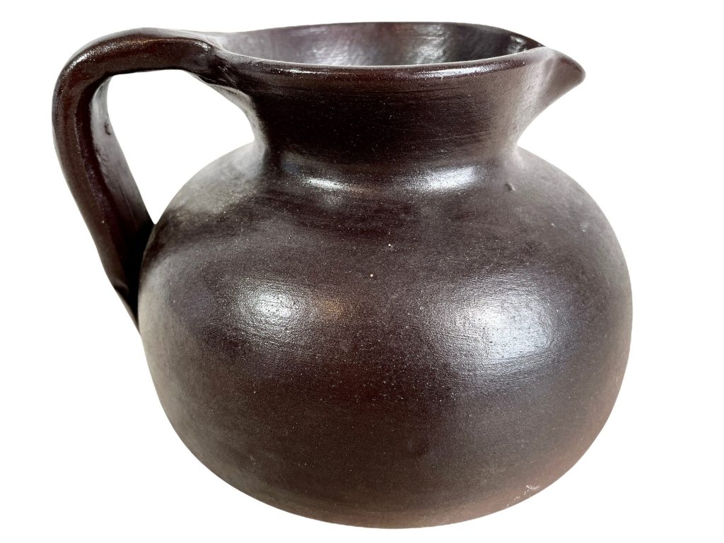 Vintage French Traditional Normandy Stoneware Pottery Clay Brown Pitcher Jug Vase Decanter Decorative circa 1980-90's / EVE