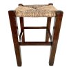 Vintage French Brown Wood Wooden Woven Strung Footstool Foot Stool Rest Footrest Display Stand circa 1970-80's / EVE