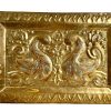 Vintage Indian Repousee With Swans Brass Metal Rectangular Plaque Decorative Wall Display circa 1980's / EVE