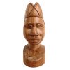 Vintage Indian Carved Wooden Gentleman Man Bust Asian Wood Carving Decorative Ornament Display c1990's / EVE