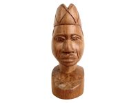 Vintage Indian Carved Wooden Gentleman Man Bust Asian Wood Carving Decorative Ornament Display c1990's / EVE