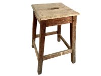 Vintage French Studio Stool Wood Wooden Small Chair Seat Table Stand Plinth Display Art Kitchen Industrial Workshop Tabouret c1960's / EVE