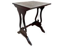 Vintage English Regency Style Lyre Harp Leather Topped Rectangular Side Table Stand Display Plinth Tabouret Country Cottage c1970-80's / EVE