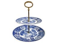 Vintage German Afternoon Tea Plates Cake Sandwich Serving Table Display White Blue Ceramic Bowl Dish c1970's / EVE