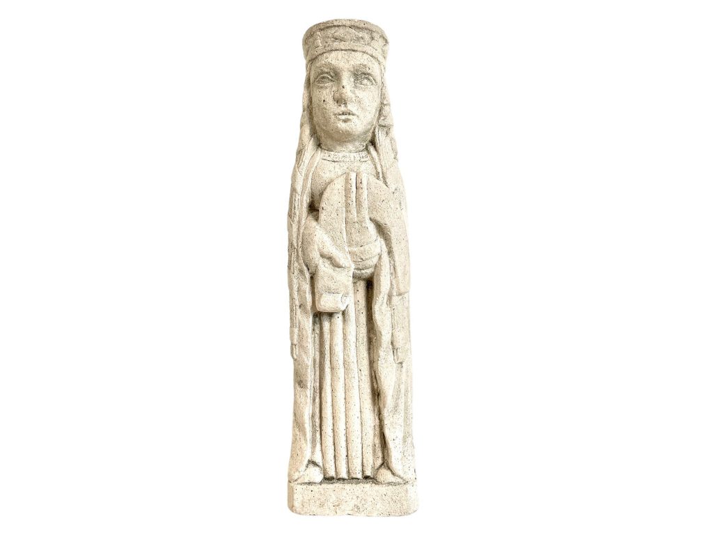 Antique French Stone Small Decorative Ornament Decor Sculpture Lady Of The Court 18th Century / EVE
