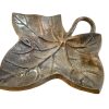 Vintage Small Tiny Leaf Dish Bowl Worn Plate Trinket Jewellery Jewelry Metal circa 1960's / EVE