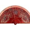 Vintage French Handheld Fan Cinebar Red Hand Painted Silk Decor Design Costume Period Prop Outfit c1940's / EVE