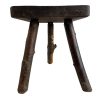 Vintage French Farmer Home Made Stool Wooden Wood Heavy Branch Log Milking Chair Seat Stand Plant Display Tabouret circa 1970-80's / EVE