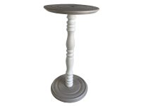 Vintage French Small Painted White Grey Wooden Wood Side Table Stand Plinth Flower Pot Ornament Display Tabouret c1960-70's / EVE