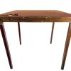 Vintage French Brown Torn Worn Felt Topped Folding Wooden Wood Foldable Folding Gaming Games Card Occasional Table c1960-70's / EVE