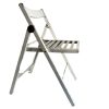 Vintage French Metal Wood Folding Chair White Pine Wood Stool Seat Stand Plinth circa 1990-00's / EVE