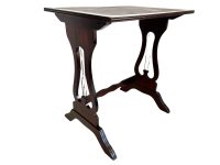 Vintage English Regency Style Lyre Harp Leather Topped Rectangular Side Table Stand Display Plinth Tabouret Country Cottage c1970-80's / EVE