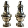 Vintage English Silver Metal Salt And Pepper Condiment Containers Shakers Storage Table Gold Spices Prop circa 70-80's / EVE