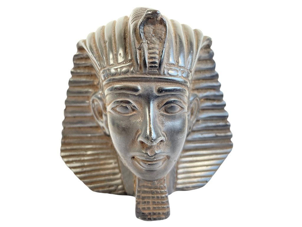 Vintage Egyptian Pharaoh Tutankhamen resin black figurine head bust egypt circa 1960-70’s / EVE