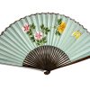 Vintage French Handheld Fan Mint Green Hand Painted Flowers Decor Design Costume Period Prop Outfit c1940's / EVE