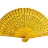 Vintage French Handheld Fan Yellow Wood Lattice Decor Design Costume Period Prop Outfit c1980's / EVE