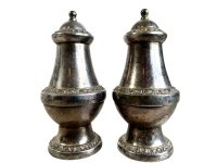 Vintage English Silver Metal Salt And Pepper Condiment Containers Shakers Storage Table Gold Spices Prop circa 60-70's / EVE