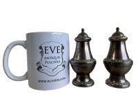 Alternative view of Vintage English Silver Metal Salt And Pepper Condiment Containers Shakers Storage Table Gold Spices Prop circa 60-70's / EVE