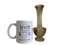 Alternative view of Vintage Stone Vase Italian Small Beige Brown Alabaster Ornament Flower Plant Display Piece Prop Decorative Ornament c1960's / EVE