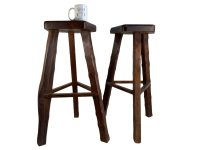 Alternative view of Vintage Tall Stool French Traditional Strong Heavy Chunky Kitchen Stool Wood Stand Display Rest Plinth Seating Pot Tabouret c1980-90's / EVE