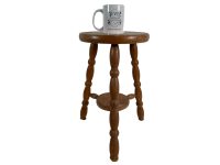 Alternative view of Vintage French Wooden Wood Stool Chair Seat Kitchen Side Table Kitchen Flower Pot Stand Display Tabouret circa 1980-90's / EVE