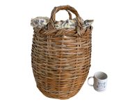 Alternative view of Vintage French Knitting Sewing Craft Needlecraft Craft Standing Wooden Canework Basket circa 1960's / EVE