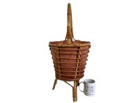 Alternative view of Vintage French Knitting Sewing Craft Needlecraft Craft Standing Wooden Pole Basket circa 1960's / EVE