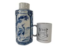 Alternative view of Antique Vase Chinese Asian Blue White Cranes Storks Birds Ceramic Pot Jar Vase Storage Display Prop circa 1910-20's / EVE