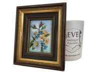 Alternative view of Vintage French Master Limoges Enamel Miniature Gold Framed Painting Forget Me Nots Flowers Wall Decor Collector Mid Century c1950's / EVE