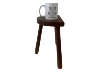 Alternative view of Vintage French Wooden Wood Milking Stool Chair Seat Kitchen Table Farm D Shaped Seat Plant Rest Stand Plinth Tabouret c1960-70's / EVE