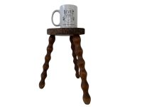 Alternative view of Vintage Stool Bobbin Leg French Milking Stool Seat Kitchen Table Farm D Shaped Seat Plant Rest Stand Plinth Rustic Tabouret c1960-70's / EVE