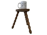 Alternative view of Vintage Stool Bobbin Leg French Milking Stool Seat Kitchen Table Farm D Shaped Seat Plant Rest Stand Plinth Rustic Tabouret c1950-60's / EVE