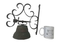 Alternative view of Vintage French Iron Door Bell Dinner Garden Alarm Alert Metal Bell Knocker Ringing Outside Doorbell Wall Hanging c1980's / EVE
