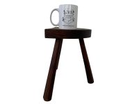 Alternative view of Vintage Stool French Wooden Wood Milking Seat Kitchen Table Farm D Shaped Seat Legs Plant Rest Stand Plinth Tabouret c1960-70's / EVE