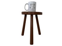 Alternative view of Vintage Stool French Wooden Wood Milking Seat Kitchen Table Farm DRound Shaped Seat Legs Plant Rest Stand Plinth Tabouret c1960-70's / EVE