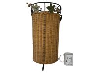 Alternative view of Vintage French Woven Wicker And Metal Umbrella Walking Stick Stand Storage Pot Container Hallway Entryway c1990's / EVE