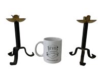 Alternative view of Vintage French Iron Brass Candle Holder Stand Stick Candlestick Church Chapel Style circa 1960-70's / EVE