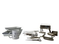 Alternative view of Vintage French Surgery Medical Operation Open Surgery Tools Cleaner Trays Enamel Doctor Unique Set Display Prop circa 1930-50's / EVE